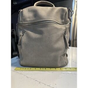 Miztique Women's Gray Leather  Backpack Silver Zip Lined